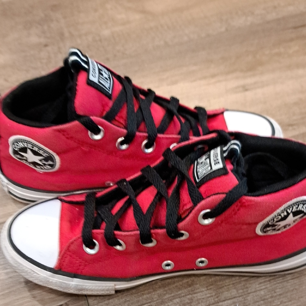 Converse Red and Black High-Top Sneakers - Picture 5 of 8